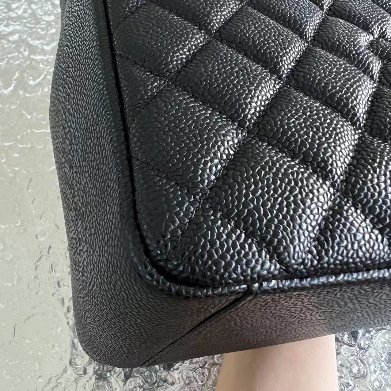 Caviar GST Grand Shopping Tote Quilted Calfskin Black Silver Hardware
