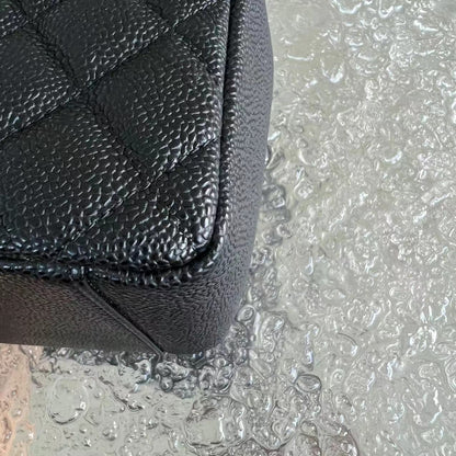 Caviar GST Grand Shopping Tote Quilted Calfskin Black Silver Hardware