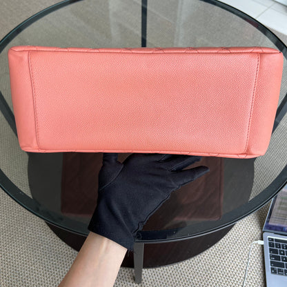 Caviar GST Grand Shopping Tote Quilted Grained Calfskin Coral Pink Silver Hardware Series 12