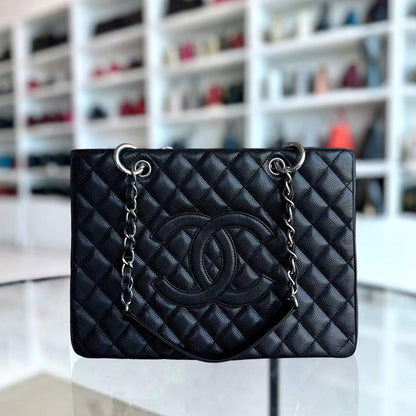 Caviar GST Grand Shopping Tote Quilted Grained Calfskin Silver Hardware Series 13