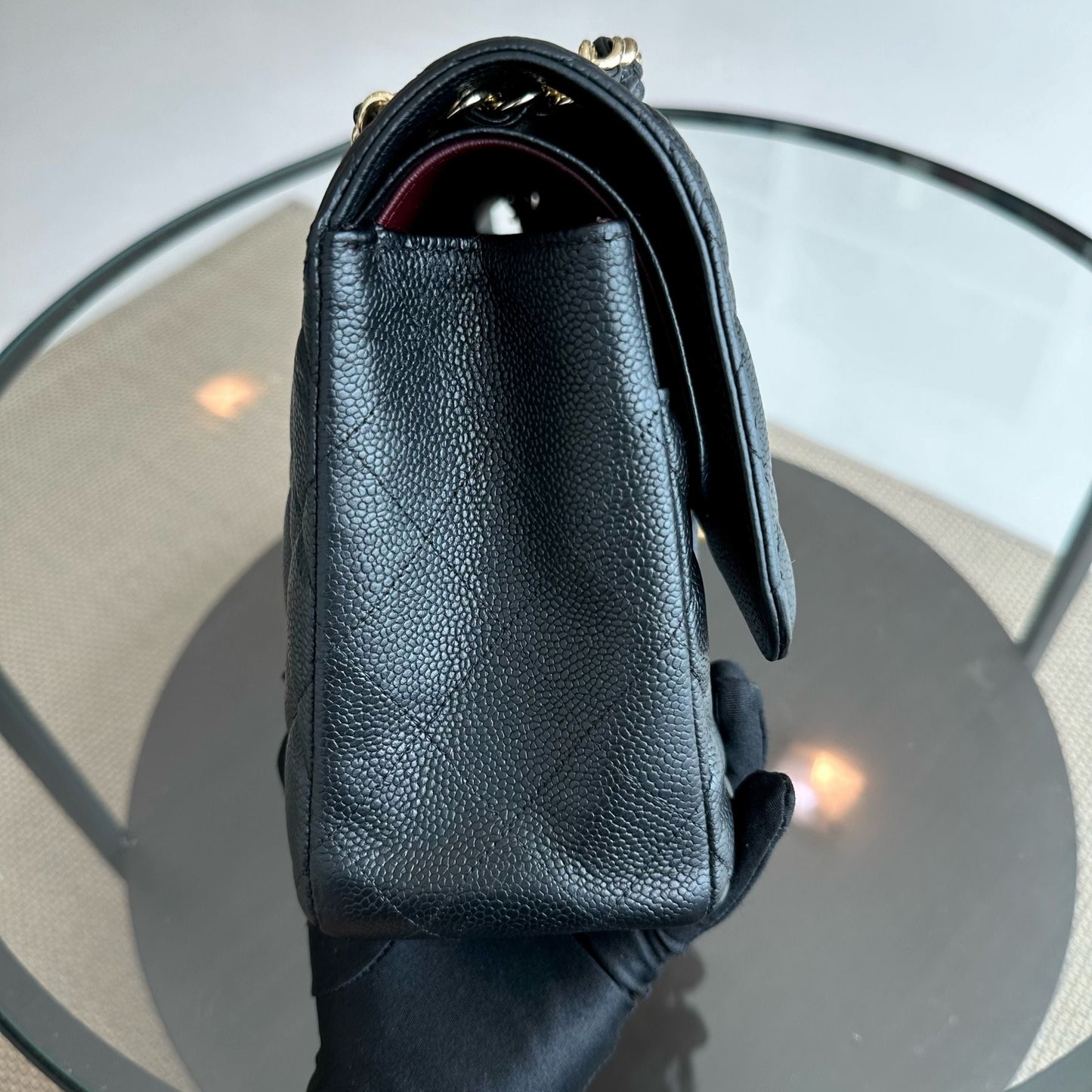 Caviar Jumbo Classic Flap Double Flap Quilted Calfskin Black GHW No 18