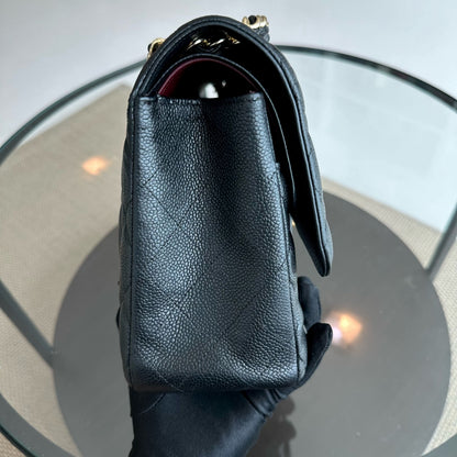 Caviar Jumbo Classic Flap Double Flap Quilted Calfskin Black GHW No 18