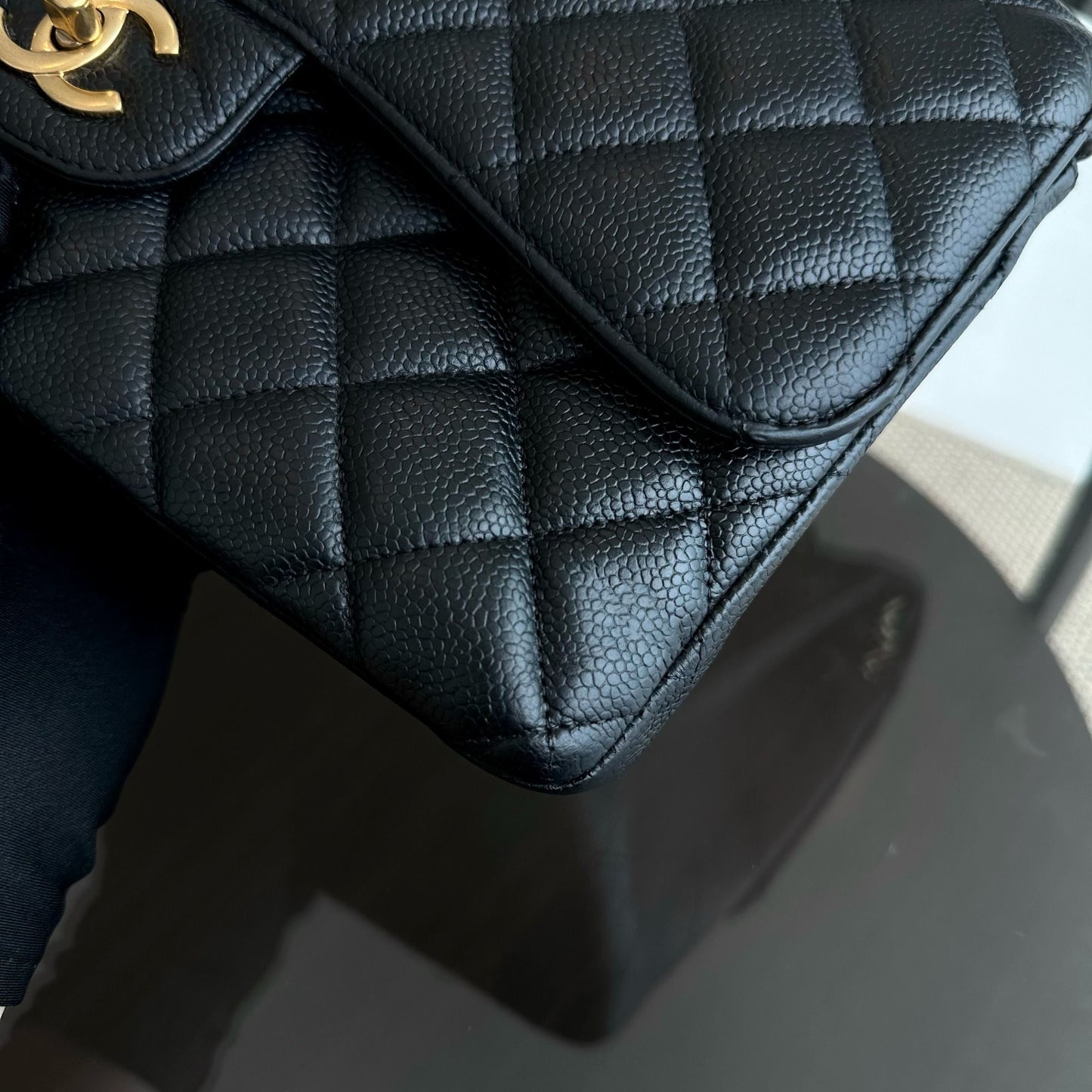 Caviar Jumbo Classic Flap Double Flap Quilted Calfskin Black GHW No 18