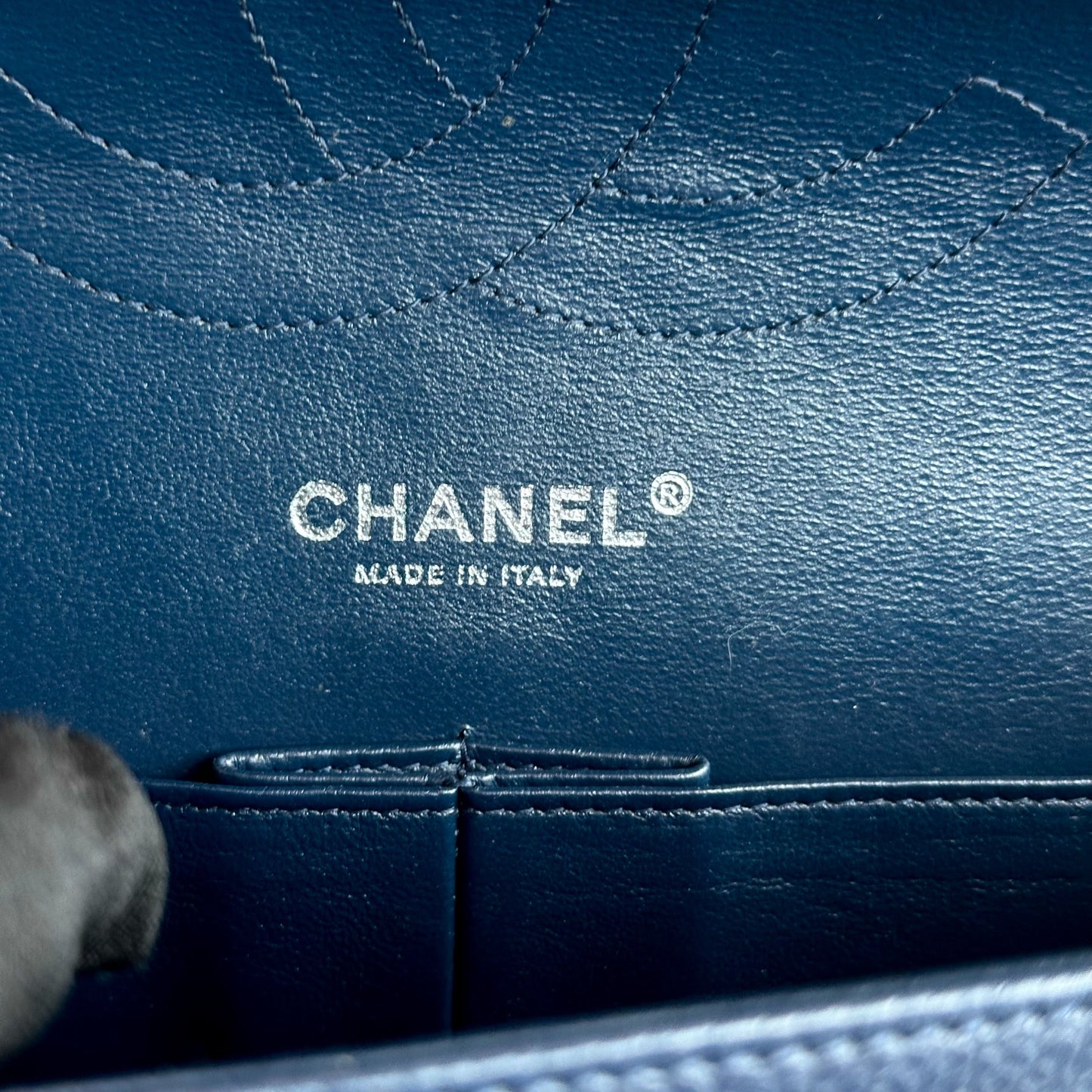 Caviar Jumbo Classic Flap Quilted Calfskin Dark Blue SHW No 15