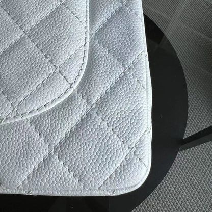 Caviar Jumbo Classic Flap Quilted Calfskin White Silver Hardware Series 12