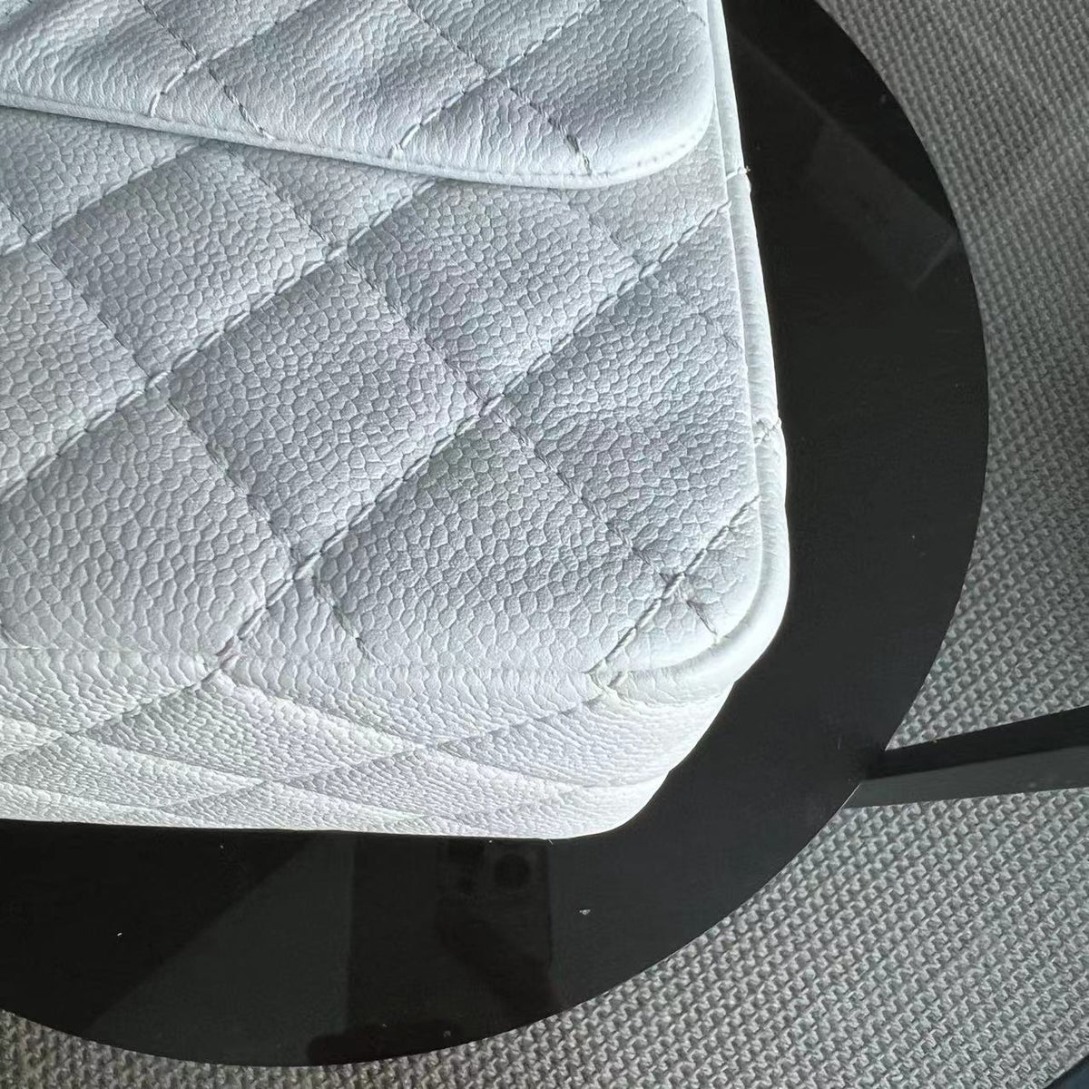 Caviar Jumbo Classic Flap Quilted Calfskin White Silver Hardware Series 12