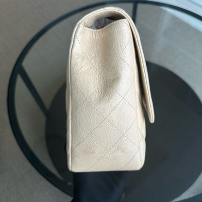 Caviar Jumbo Classic Flap Single Flap Beige Quilted Calfskin GHW No 13