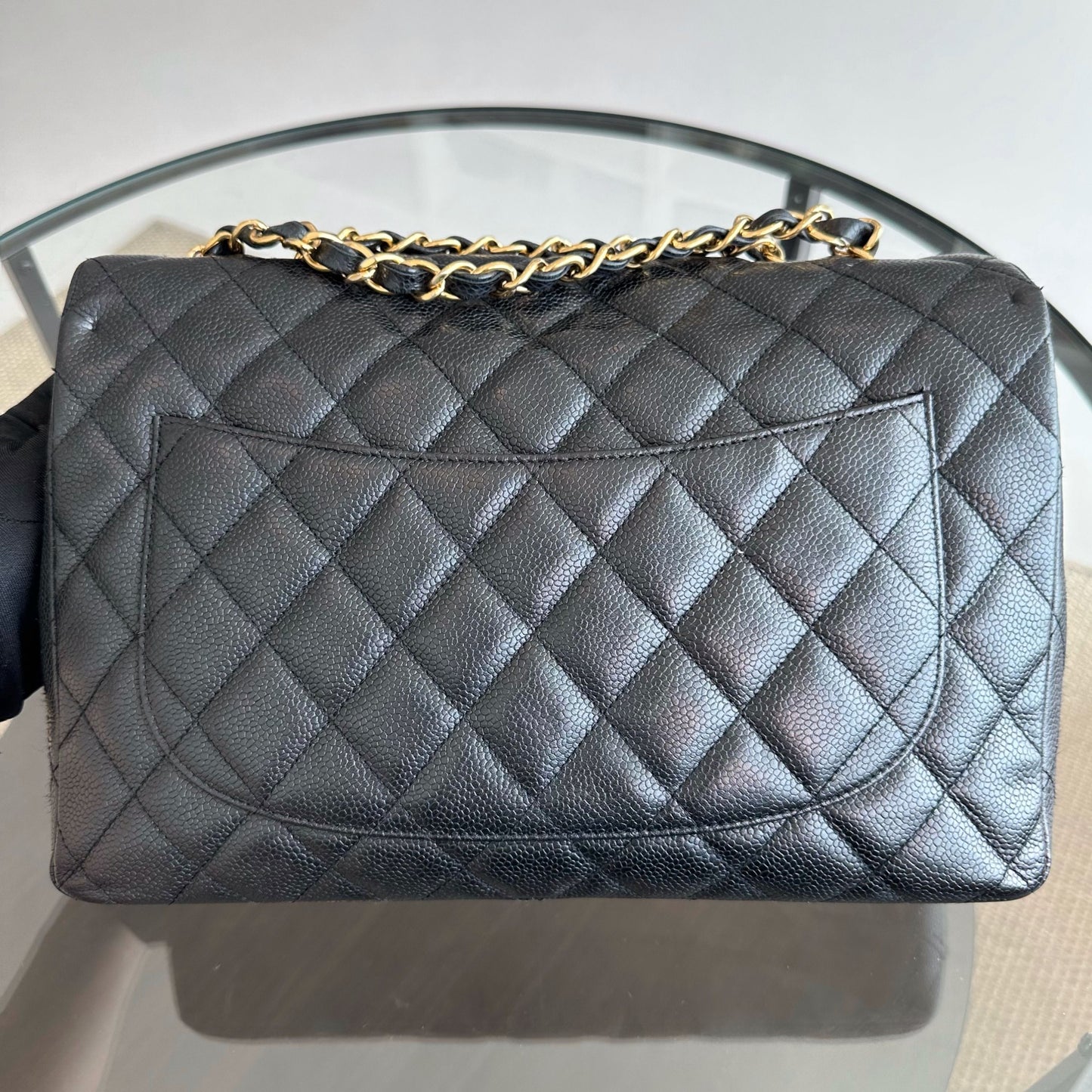 Caviar Jumbo Classic Flap Single Flap Black GHW No 12
