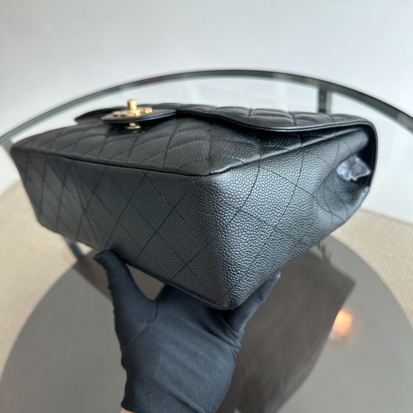 Caviar Jumbo Classic Flap Single Flap Black GHW No 12
