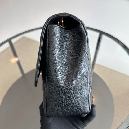 Caviar Jumbo Classic Flap Single Flap Black GHW No 12