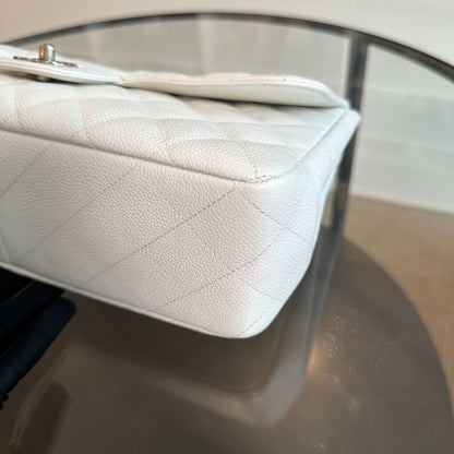 Caviar Jumbo Classic Flap Single Flap White SHW No 13