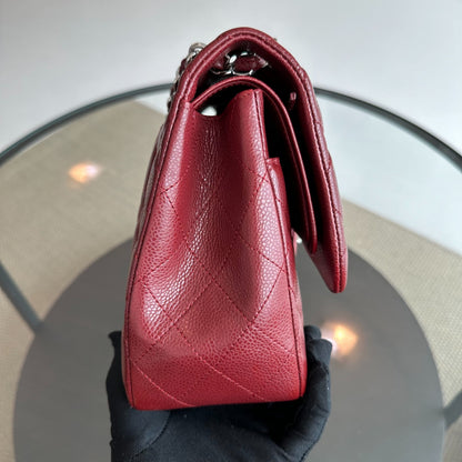 Caviar Jumbo Double Flap Classic Flap 30CM Cross Body Burgundy SHW No 14