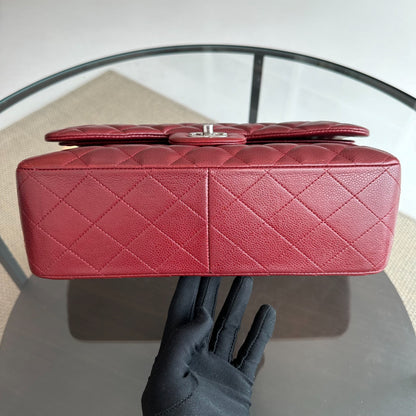 Caviar Jumbo Double Flap Classic Flap 30CM Cross Body Burgundy SHW No 14