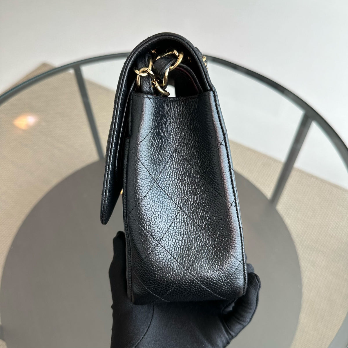 Caviar Jumbo Double Flap Classic Flap Black GHW No 16