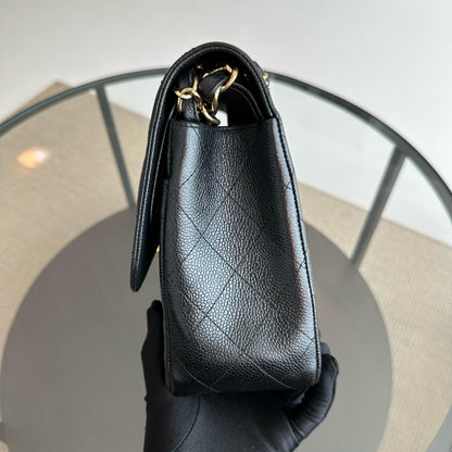 Caviar Jumbo Double Flap Classic Flap Black GHW No 16