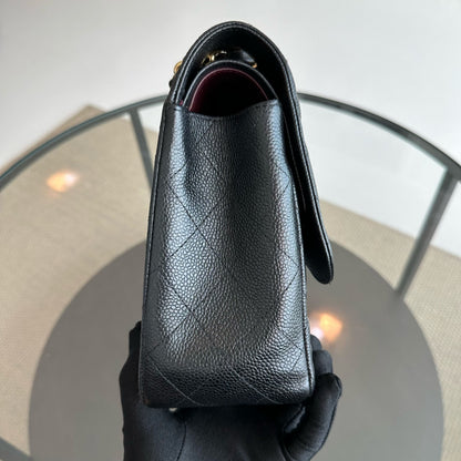 Caviar Jumbo Double Flap Classic Flap Black GHW No 16