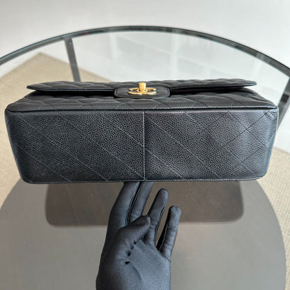 Caviar Jumbo Double Flap Classic Flap Black GHW No 16