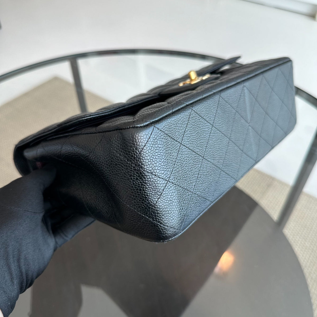 Caviar Jumbo Double Flap Classic Flap Black GHW No 16