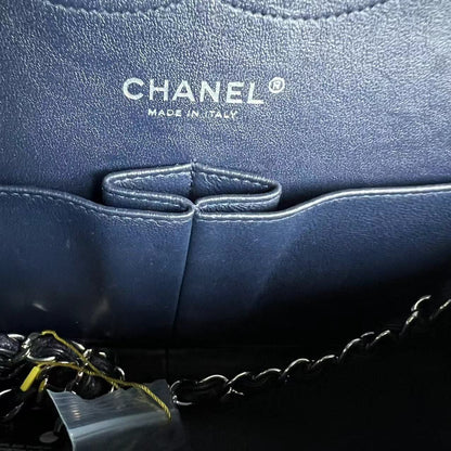 Caviar Jumbo Double Flap Classic Flap Quilted Calfskin Dark Blue Purple SHW No 18