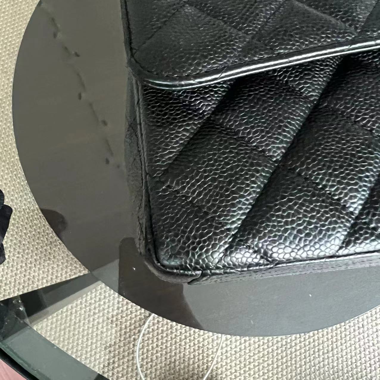 Caviar Maxi Classic Flap Single Flap Quilted Grained Calfskin Black Golden Hardware Series 13