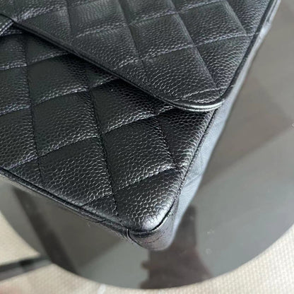Caviar Maxi Classic Flap Single Flap Quilted Grained Calfskin Black Golden Hardware Series 13