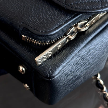 Caviar Medium 23CM Business Affinity Quilted Calfskin Black GHW No 27