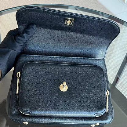 Caviar Medium Business Affinity 23CM Quilted Calfskin Black GHW No 25