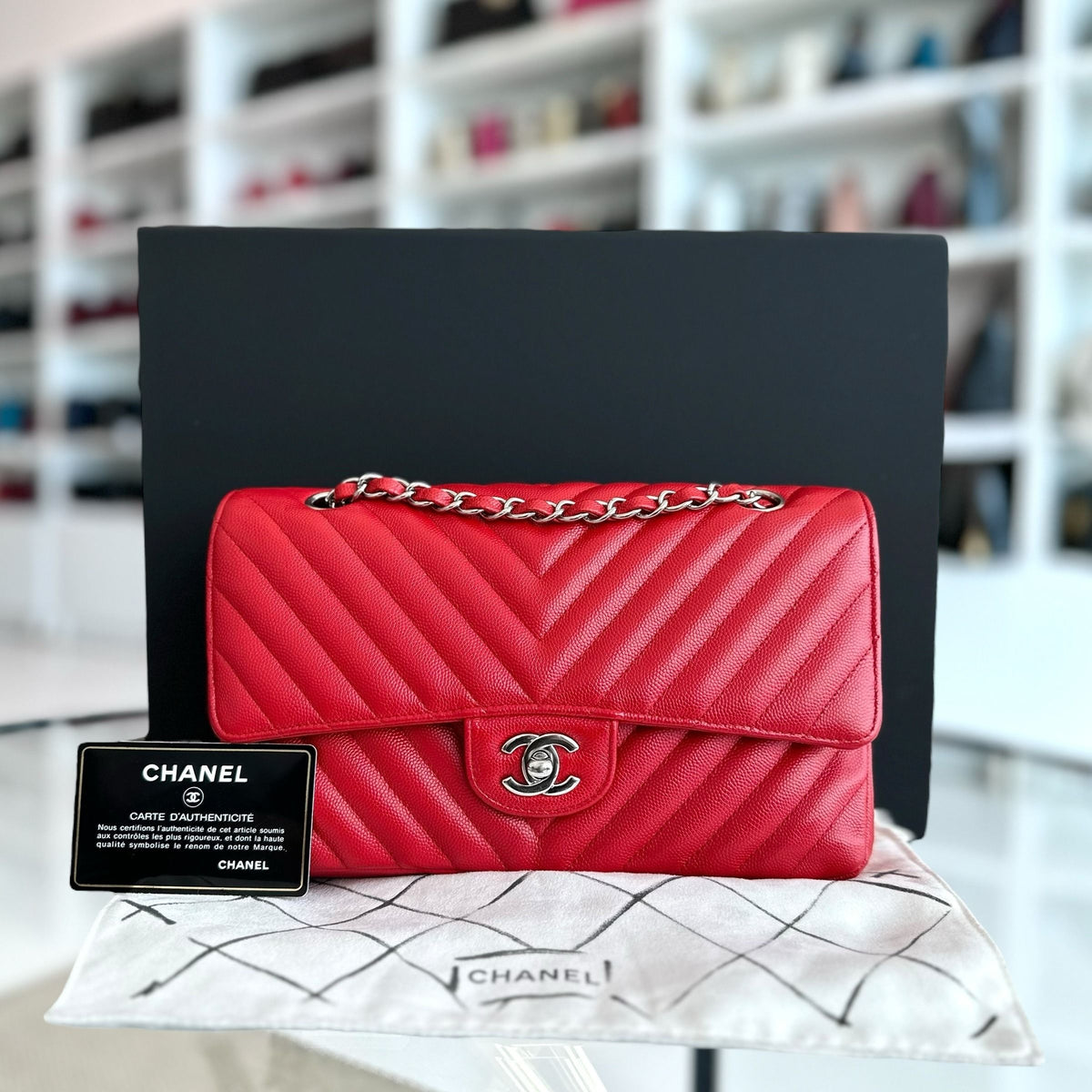 Caviar Chevron Red SHW No 24