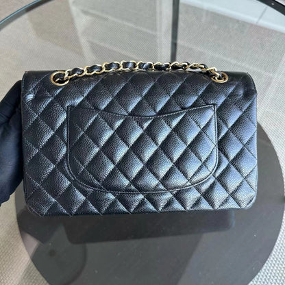 Caviar Double Flap 25CM Quilted Calfskin Black GHW No 24
