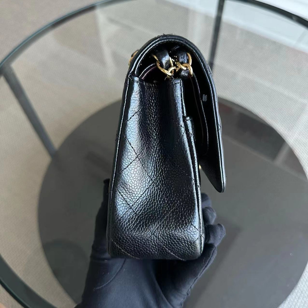 Caviar Double Flap 25CM Quilted Calfskin Black GHW No 24