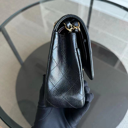 Caviar Double Flap 25CM Quilted Calfskin Black GHW No 24
