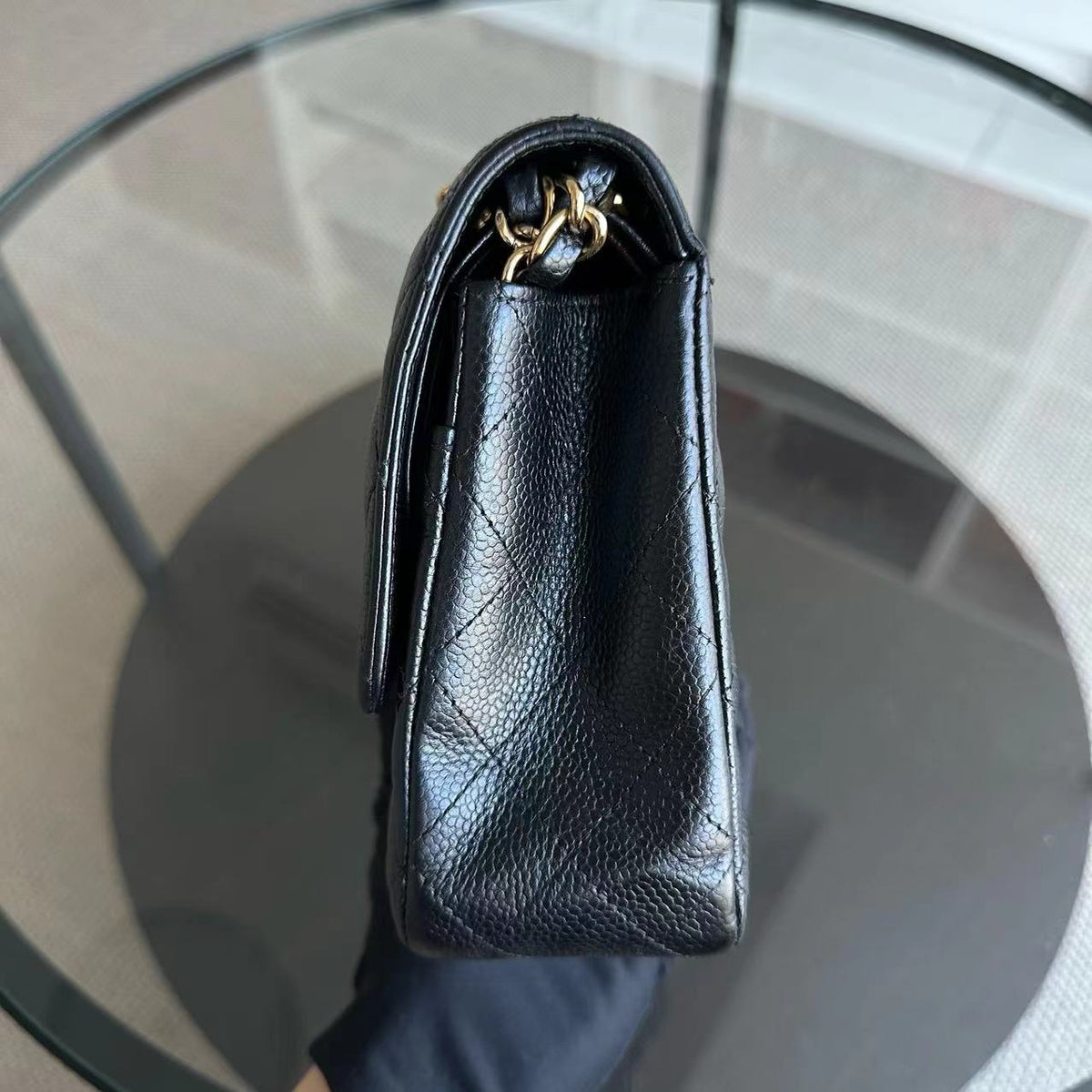 Caviar Double Flap 25CM Quilted Calfskin Black GHW No 24