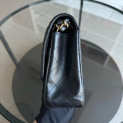 Caviar Double Flap 25CM Quilted Calfskin Black GHW No 24