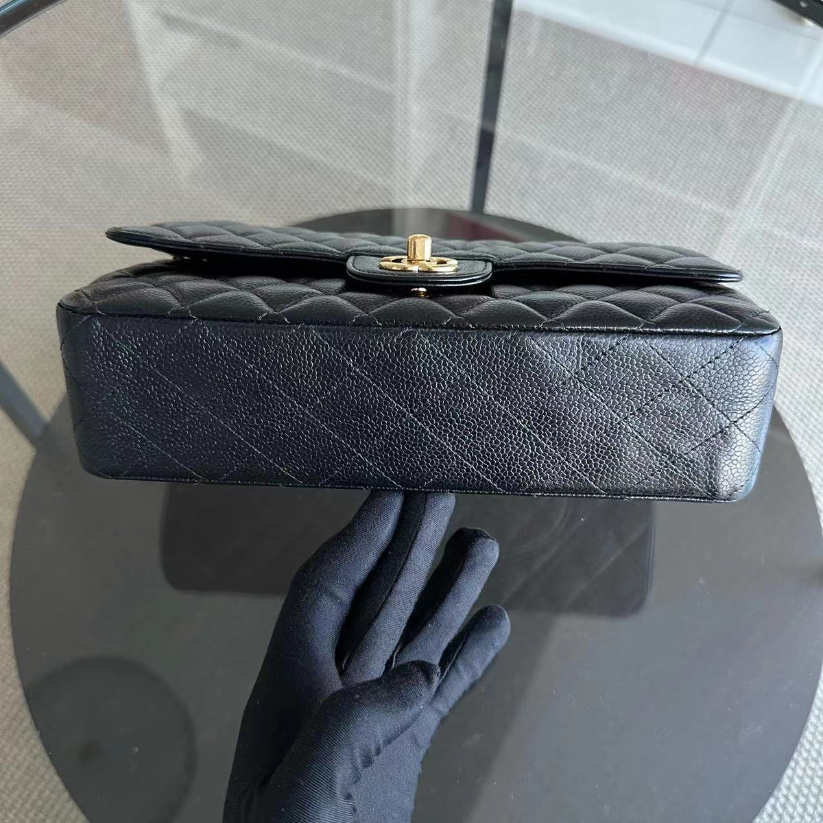 Caviar Double Flap 25CM Quilted Calfskin Black GHW No 24