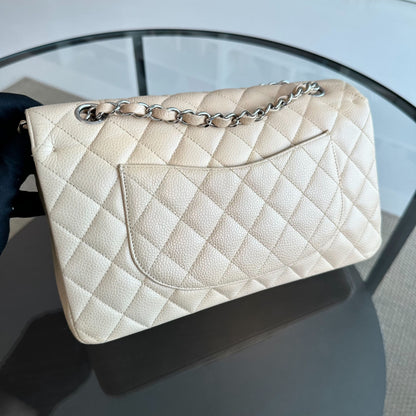 Caviar Double Flap Beige SHW No 20