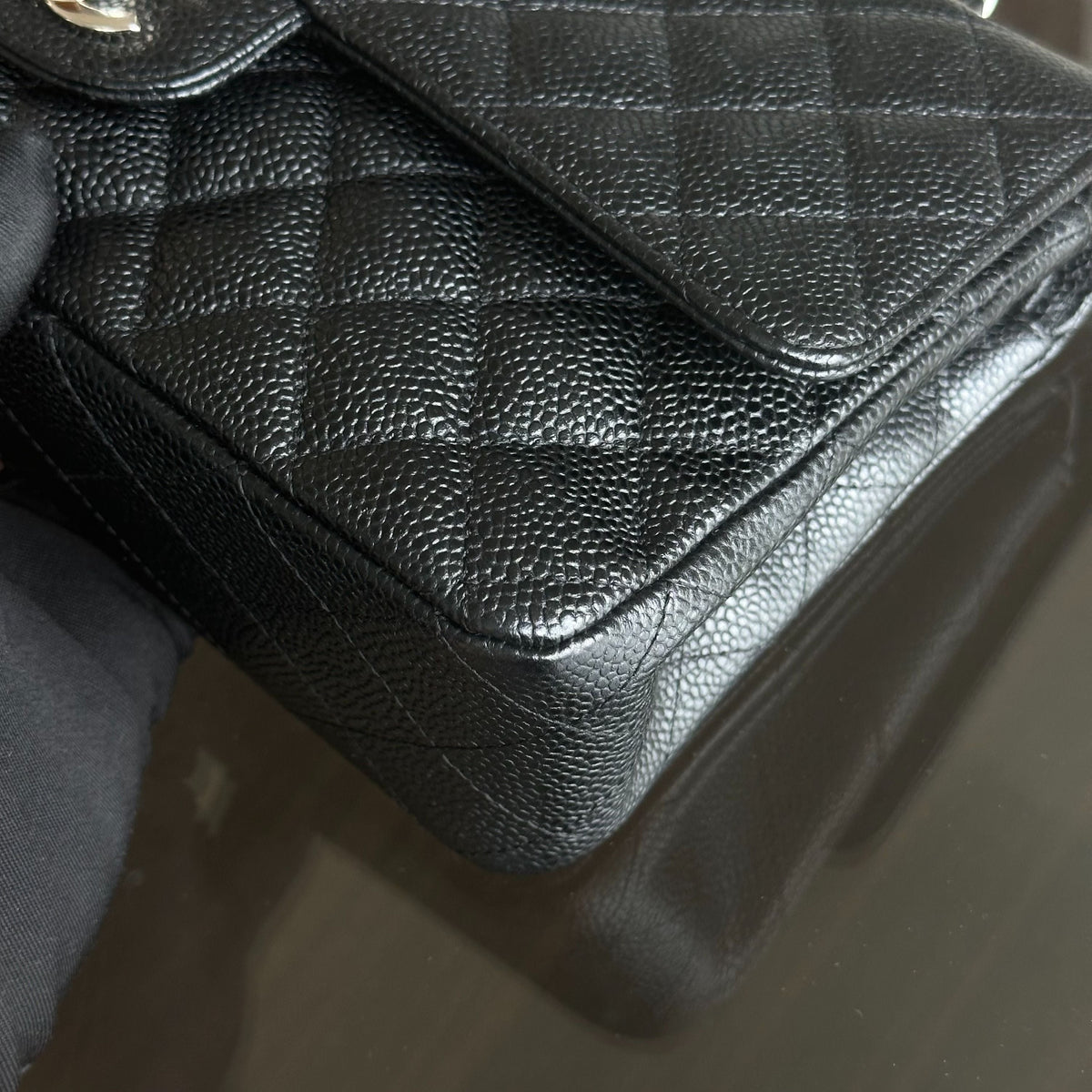 Caviar Double Flap Quilted Calfskin Black SHW No 13