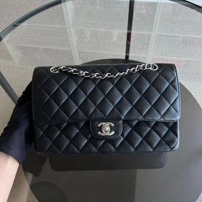 Chanel Classic Flap Caviar Double Flap Quilted Calfskin Black SHW No 14