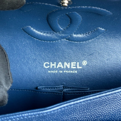 Caviar Double Flap Quilted Calfskin Dark Blue SHW No 24