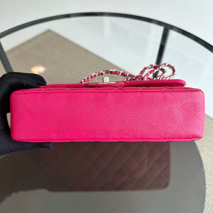 Caviar Double Flap Quilted Calfskin Hot Pink SHW No 18
