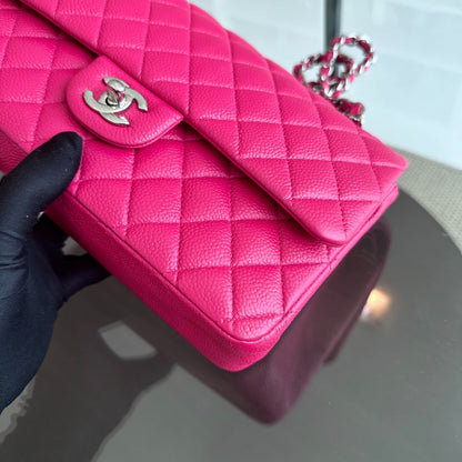 Caviar Double Flap Quilted Calfskin Hot Pink SHW No 18
