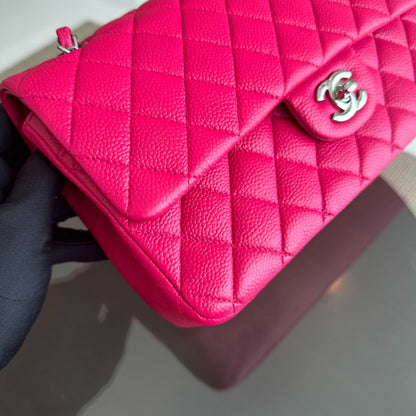 Caviar Double Flap Quilted Calfskin Hot Pink SHW No 18