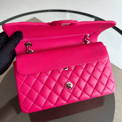 Caviar Double Flap Quilted Calfskin Hot Pink SHW No 18