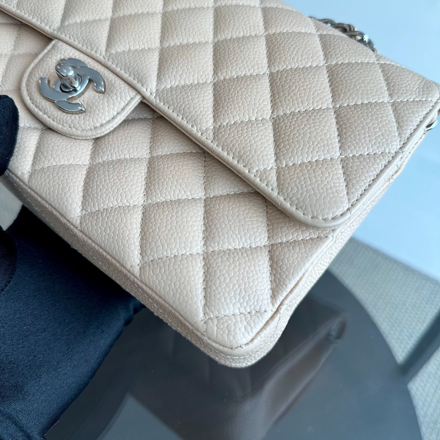 Caviar Quilted Beige SHW No 18