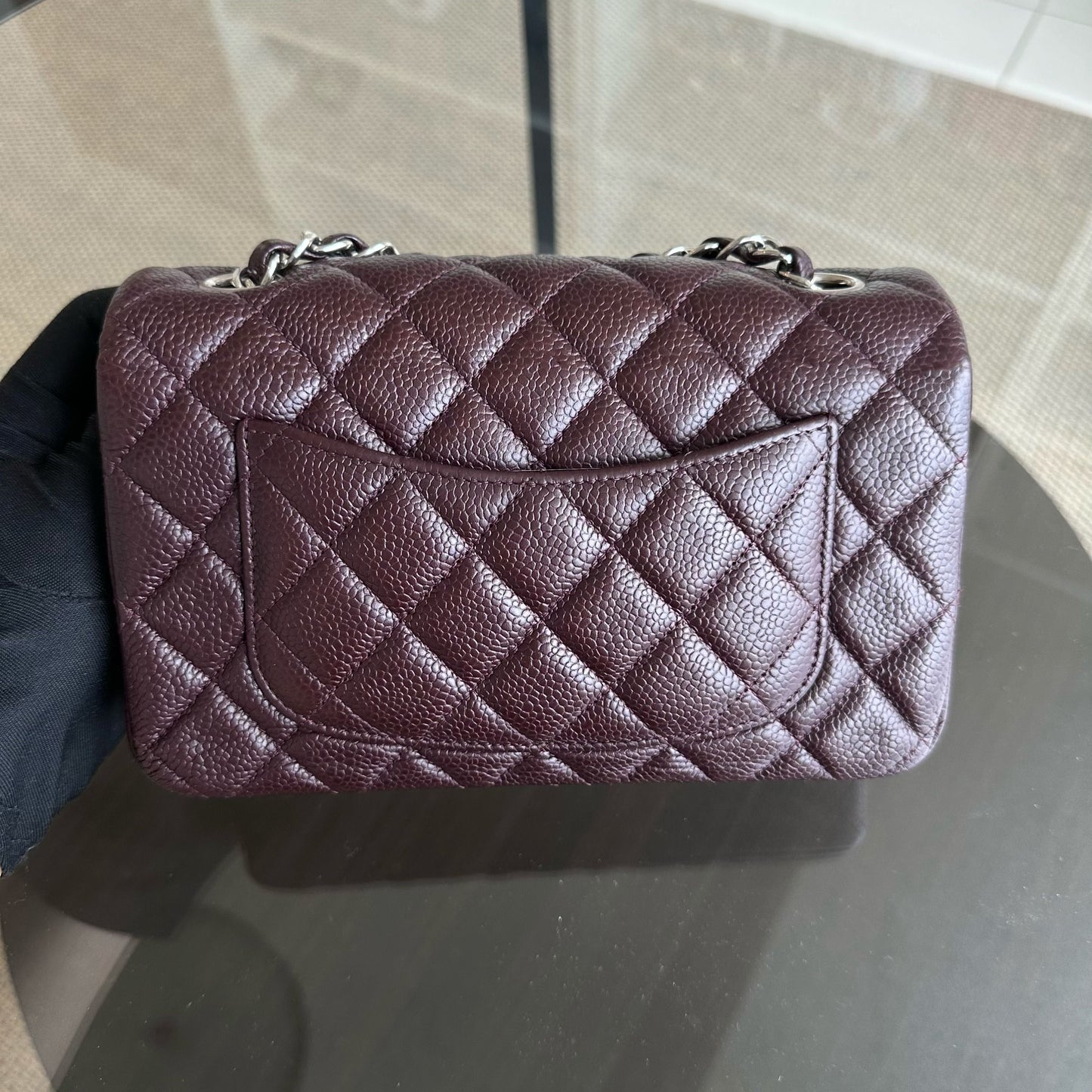 Caviar Mini Classic Flap 20CM Quilted Calfskin Burgundy SHW No 20