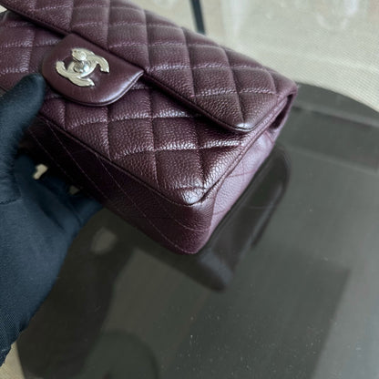 Caviar Mini Classic Flap 20CM Quilted Calfskin Burgundy SHW No 20