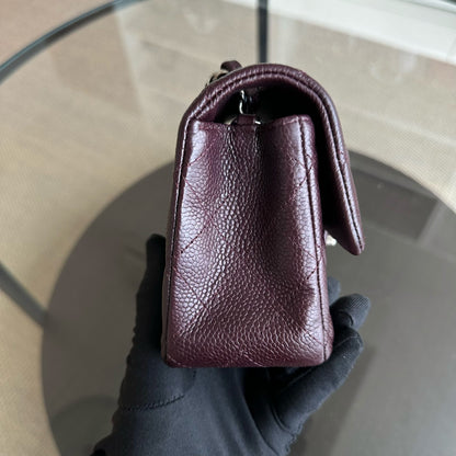 Caviar Mini Classic Flap 20CM Quilted Calfskin Burgundy SHW No 20