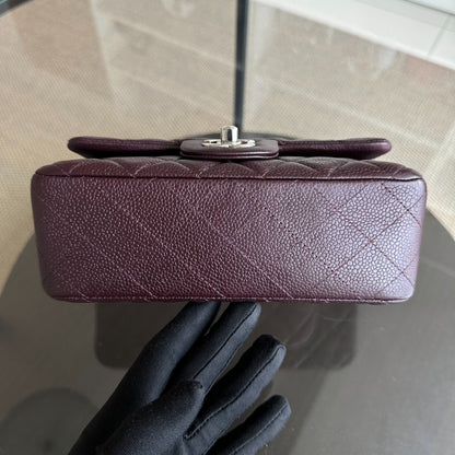Caviar Mini Classic Flap 20CM Quilted Calfskin Burgundy SHW No 20