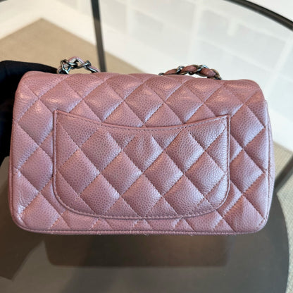 Caviar Mini Rectangular 20CM Classic Flap Quilted Calfskin Purple RSHW No 21