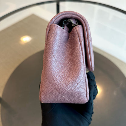 Caviar Mini Rectangular 20CM Classic Flap Quilted Calfskin Purple RSHW No 21