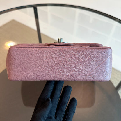 Caviar Mini Rectangular 20CM Classic Flap Quilted Calfskin Purple RSHW No 21